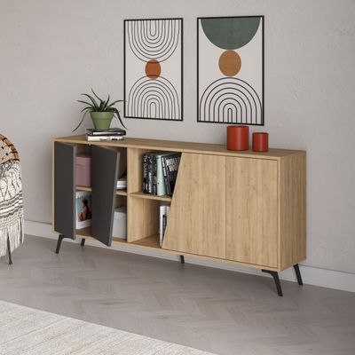 Mourah Fiona Console 180 Cm - Oak/Anthracite - 2 Years Warranty