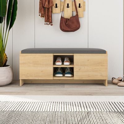 Zulla Bench & Shoe Cabinet - 8 Pairs - Oak/Oak - 2 Years Warranty