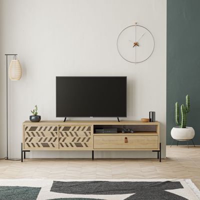 Mourah Dionysos Tv Stand Up To 70 Inches With Storage - Oak - 2 Years Warranty