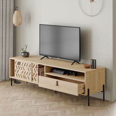 Mourah Dionysos Tv Stand Up To 70 Inches With Storage - Oak - 2 Years Warranty