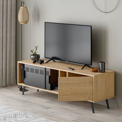 Lulia Tv Stand Up to 55 Inches With Storage - Oak - 2 Years Warranty