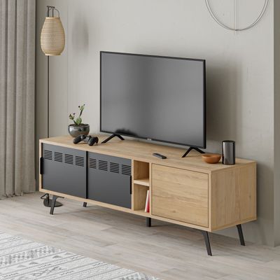 Lulia Tv Stand Up to 55 Inches With Storage - Oak - 2 Years Warranty