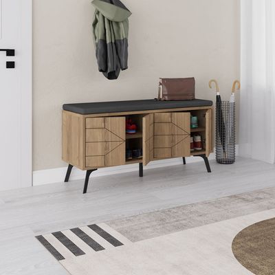Mourah Dune Bench & Shoe Cabinet - 8 Pairs- Brown - 2 Years Warranty