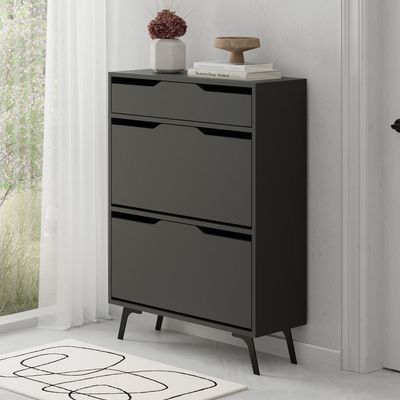 Mourah Asta Shoe Cabinet - 12 Pairs- Dark Grey - 2 Years Warranty