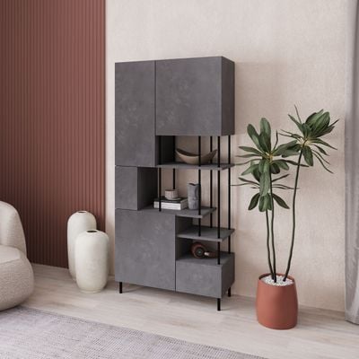 Mourah Key Bookcase - Retro Grey - 2 Years Warranty