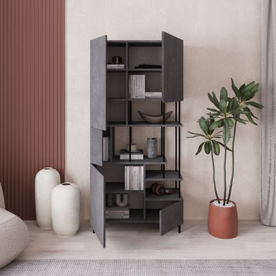 Mourah Key Bookcase - Retro Grey - 2 Years Warranty