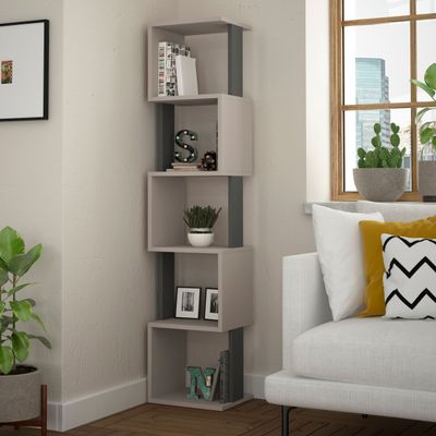 Mourah Piri Bookcase - Light Mocha /Anthracite - 2 Years Warranty