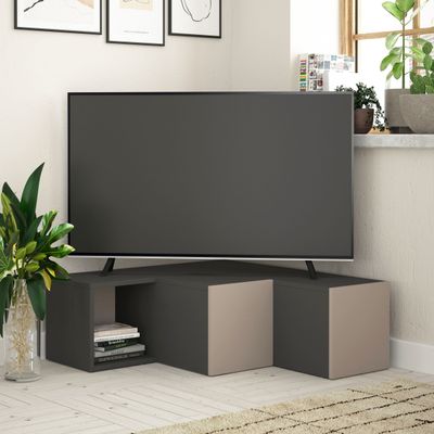 Mourah Compact Tv Stand Up to 50 Inches - Anthracite/Light Mocha - 2 Years Warranty