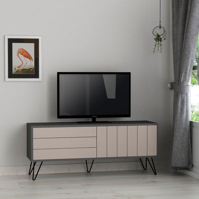 PICADILLY TV STAND - ANTHRACITE - LIGHT MOCHA