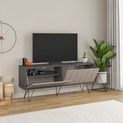 Mourah Picadilly Tv Stand Up To 55 Inches- Anthracite/Light Mocha- 2 Years Warranty