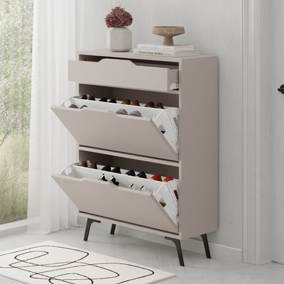 Mourah Asta Shoe Cabinet -12 Pairs- Light Mocha - 2 Years Warranty
