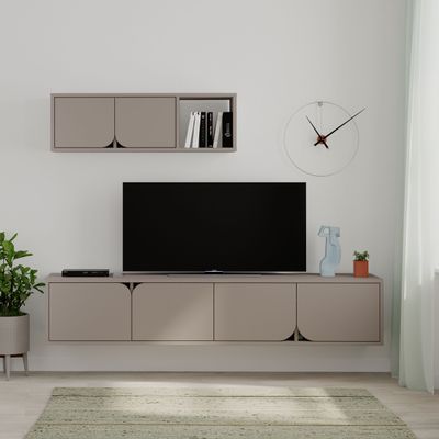 Mourah Spark Tv Unit Up To 70 Inches With Storage - Light Mocha - 2 Years Warranty