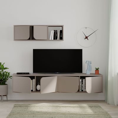 Mourah Spark Tv Unit Up To 70 Inches With Storage - Light Mocha - 2 Years Warranty