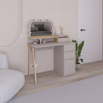 Mourah Avien Dressing Table - Light Mocha/Oak - 2 Years Warranty