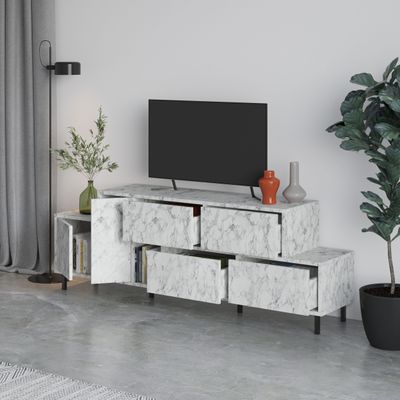 Mourah Hermes Tv Stand Up To 50 Inches With Starage - Carrara - 2 Years Warranty