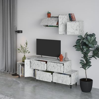 Mourah Hermes Tv Unit Up To 50 Inches With Starage - Carrara - 2 Years Warranty