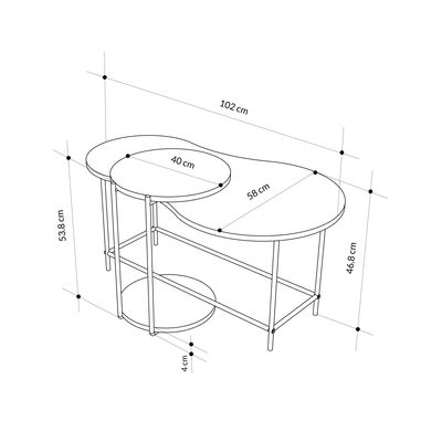 Mourah Cuddle Coffee Table- Carrara/Retro Grey - 2 Years Warranty