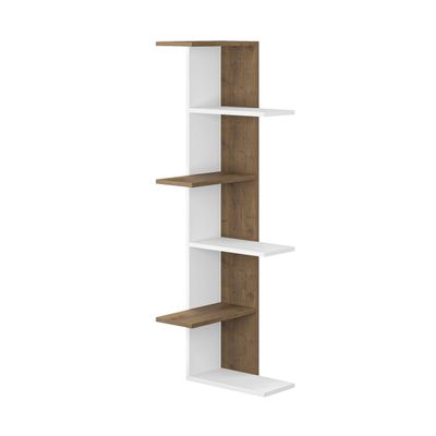 Mourah Saso Corner Bookcase - White/Hitit - 2 Years Warranty