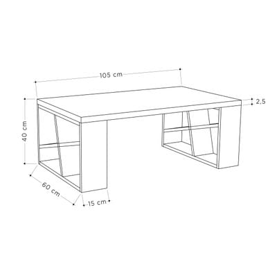 Mourah Honey Coffee Table - White/Retro Grey - 2 Years Warranty