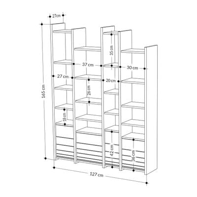 Mourah Arya Bookcase - White/Anthracite - 2 Years Warranty