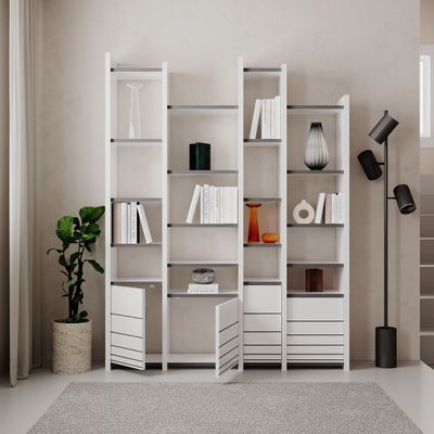 Arya Bookcase - White/Anthracite - 2 Years Warranty