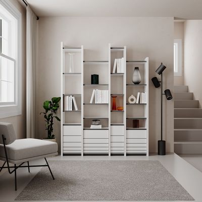 Mourah Arya Bookcase - White/Anthracite - 2 Years Warranty