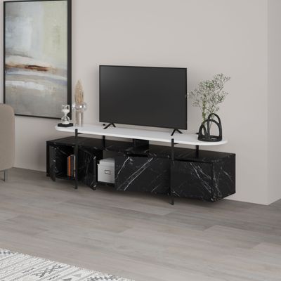 Mourah Hanley Tv Stand Up To 65 Inches With Storage - Bendir/ White- 2 Years Warranty