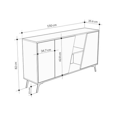 Mourah Fiona Console 150 Cm - White/Oak - 2 Years Warranty