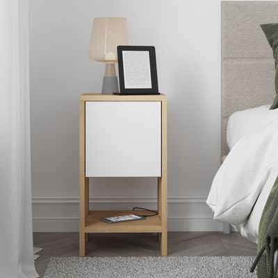 Mourah Ema Nightstand - Oak/White - 2 Years Warranty