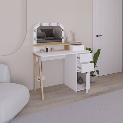 Mourah Avien Dressing Table - White/Oak - 2 Years Warranty