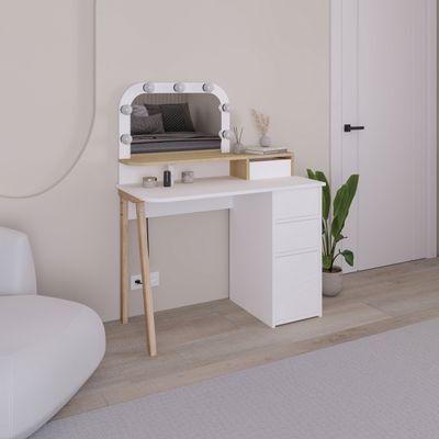 Mourah Avien Dressing Table - White/Oak - 2 Years Warranty