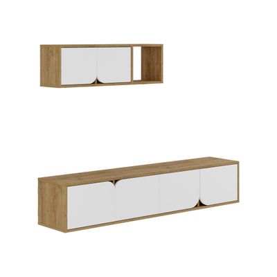 Mourah Spark Tv Unit Up To 70 Inches With Storage - Oak/White - 2 Years Warranty