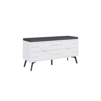 Mourah Dune Bench & Shoe Cabinet - 8 Pairs- White - 2 Years Warranty