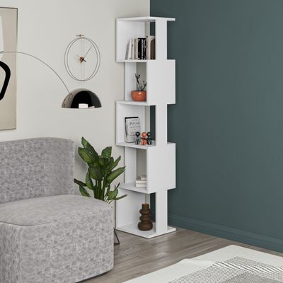 Mourah Piri Bookcase - White/White - 2 Years Warranty