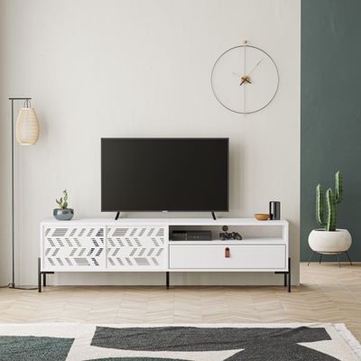 Mourah Dionysos Tv Stand Up To 70 Inches With Storage - White - 2 Years Warranty