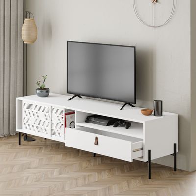 Mourah Dionysos Tv Stand Up To 70 Inches With Storage - White - 2 Years Warranty