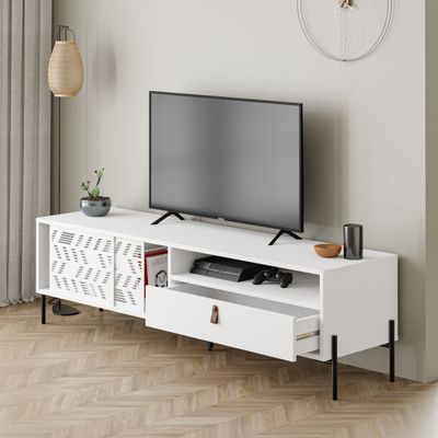 Dionysos Tv Stand Up To 70 Inches With Storage - White - 2 Years Warranty
