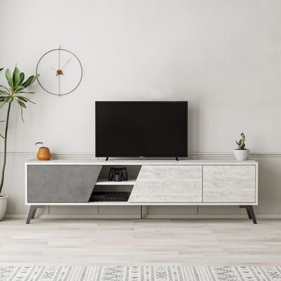 Mourah Fiona Tv Stand Up To 70 Inches- Ancient White/Retro Grey- 2 Years Warranty