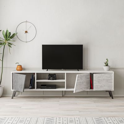 Mourah Fiona Tv Stand Up To 70 Inches- Ancient White/Retro Grey- 2 Years Warranty