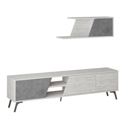 Mourah Fiona Tv Unit Up To 70 Inches With Storage - Ancient White/Retro Grey - 2 Years Warranty