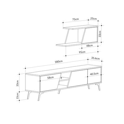 Mourah Fiona Tv Unit Up To 70 Inches With Storage - Ancient White/Retro Grey - 2 Years Warranty