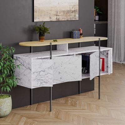 Mourah Hanley Console - Carrara/Oak - 2 Years Warranty