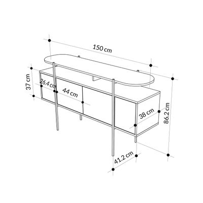 Mourah Hanley Console - White Marble/Oak - 2 Years Warranty