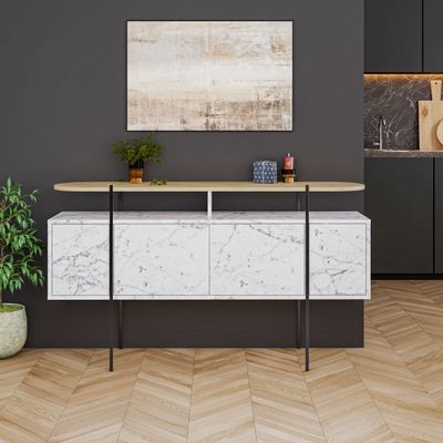 Mourah Hanley Console - Carrara/Oak - 2 Years Warranty