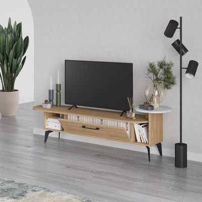 Mourah Ada Tv Stand Up To 60 Inches With Storage - Oak/Carrara - 2 Years Warranty