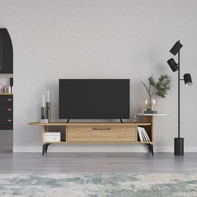 Mourah Ada Tv Stand Up To 60 Inches With Storage - Oak/Carrara - 2 Years Warranty