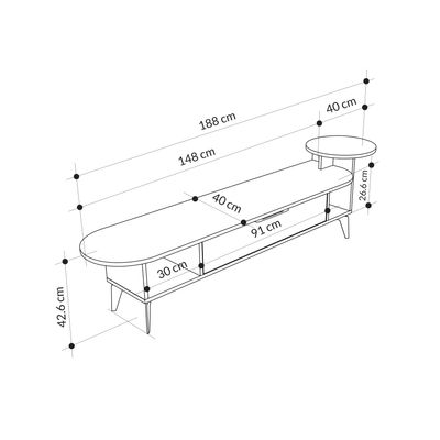 Mourah Ada Tv Stand Up To 60 Inches With Storage - Oak/Carrara - 2 Years Warranty