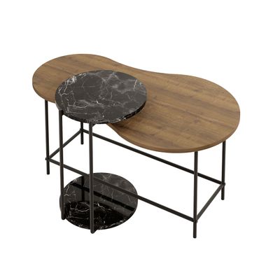 Mourah Cuddle Coffee Table- Brown/Black Marble - 2 Years Warranty