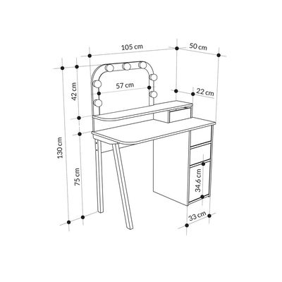 Mourah Avien Dressing Table - Lagina/Oak - 2 Years Warranty