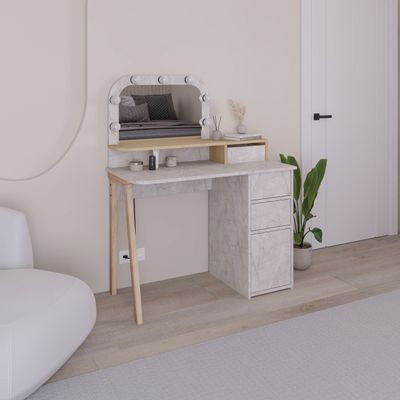 Mourah Avien Dressing Table - Lagina/Oak - 2 Years Warranty